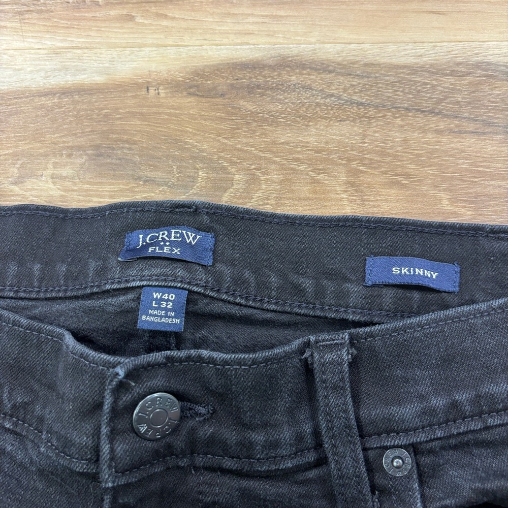 J.Crew Flex Skinny Jeans Mens 40x32 Minimalist Cotton Stretch Denim Black Casual